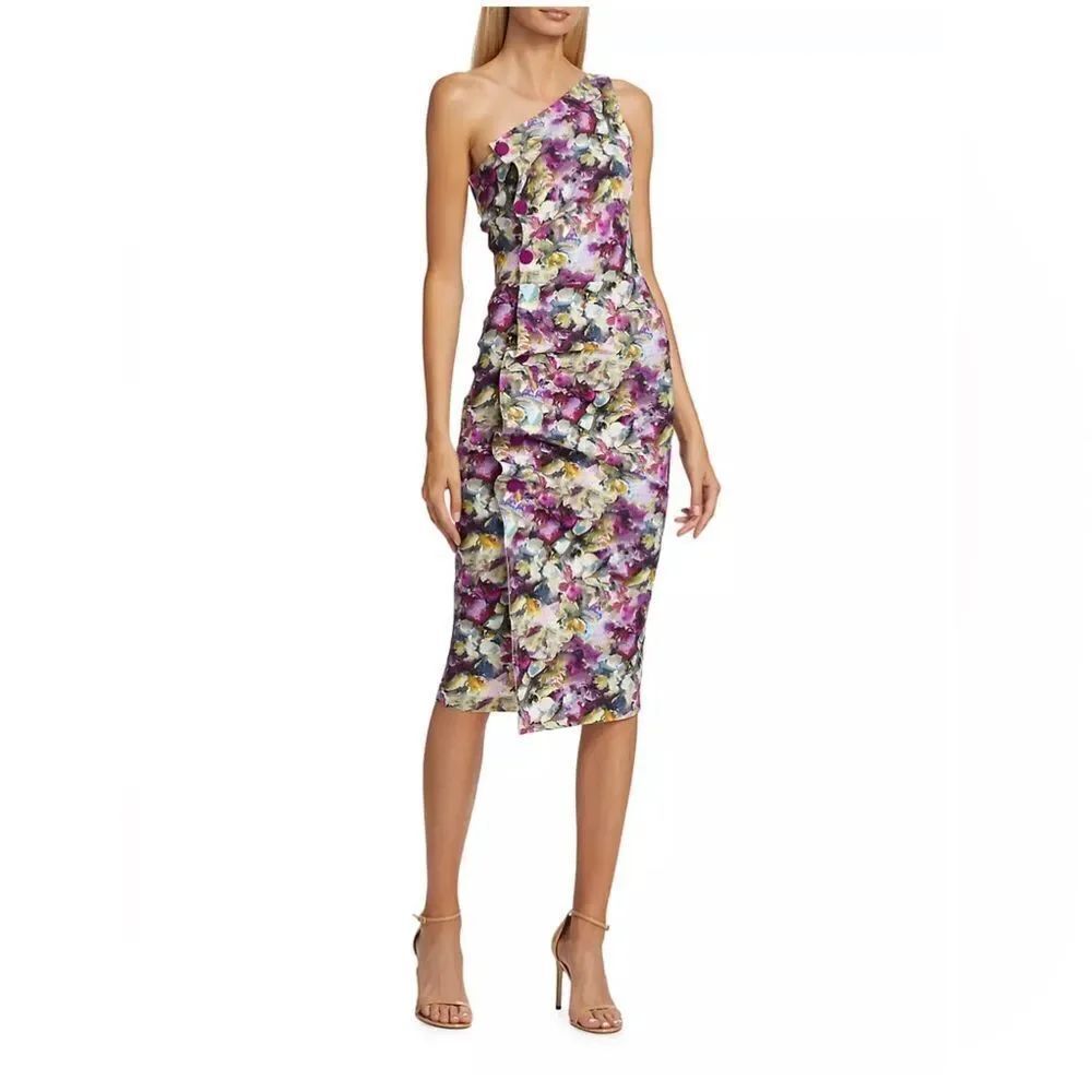 Chiara Boni La Petite Robe Floral One-Shoulder Dress size 8